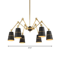 6 Lights Spider Chandelier Light with Cone Shade Retro Style - Rebooters
