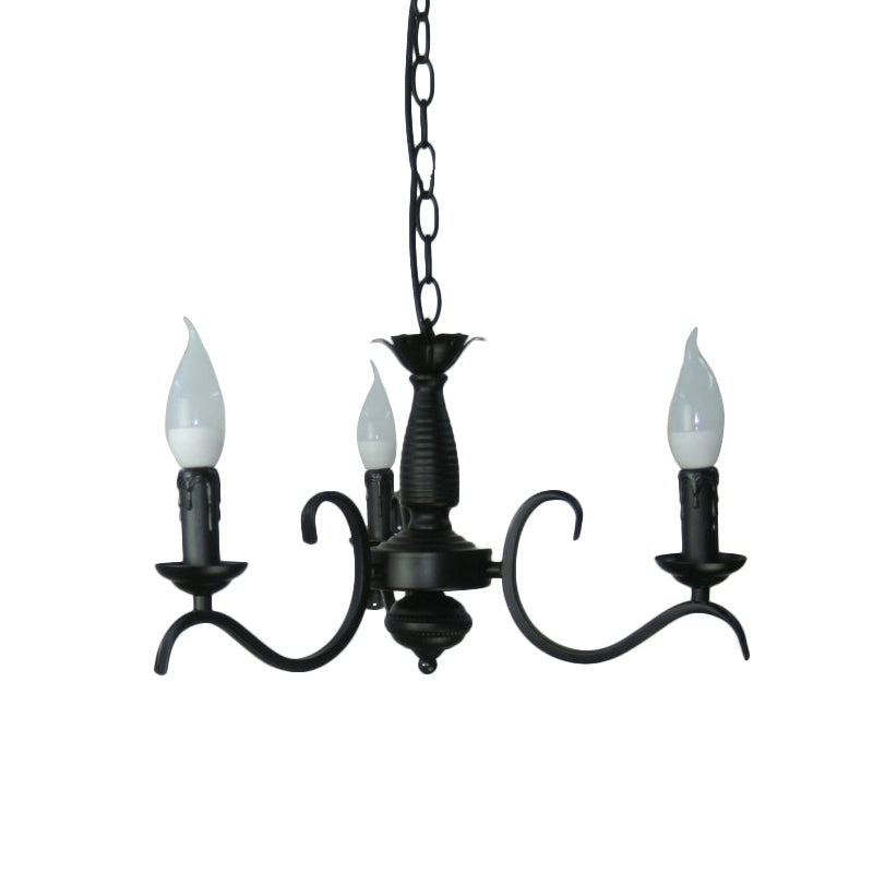 3/5 Heads Flameless Candle Chandelier Vintage Black Lamp - Rebooters