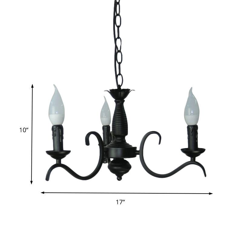 3/5 Heads Flameless Candle Chandelier Vintage Black Lamp - Rebooters