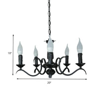 3/5 Heads Flameless Candle Chandelier Vintage Black Lamp - Rebooters