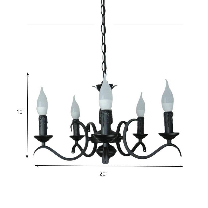 3/5 Heads Flameless Candle Chandelier Vintage Black Lamp - Rebooters