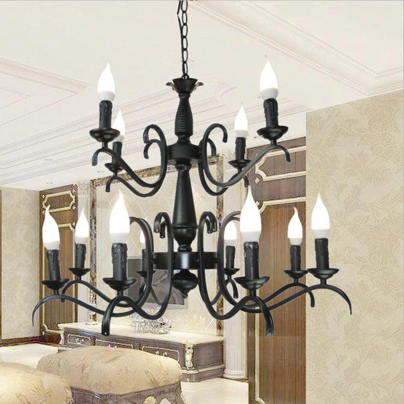 3/5 Heads Flameless Candle Chandelier Vintage Black Lamp - Rebooters