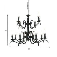 3/5 Heads Flameless Candle Chandelier Vintage Black Lamp - Rebooters
