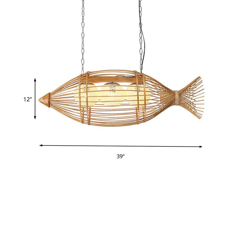 Bamboo Fish Shaped Chandelier Lighting Asian Style 39"/57" - Rebooters