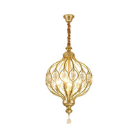 4/6 Lights Lantern Chandelier Contemporary Black Gold Crystal Encrusted Hanging Lamp Kit - Rebooters