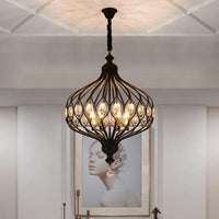 4/6 Lights Lantern Chandelier Contemporary Black Gold Crystal Encrusted Hanging Lamp Kit - Rebooters