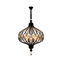 4/6 Lights Lantern Chandelier Contemporary Black Gold Crystal Encrusted Hanging Lamp Kit - Rebooters