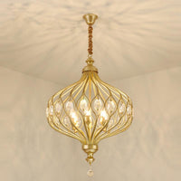 4/6 Lights Lantern Chandelier Contemporary Black Gold Crystal Encrusted Hanging Lamp Kit - Rebooters