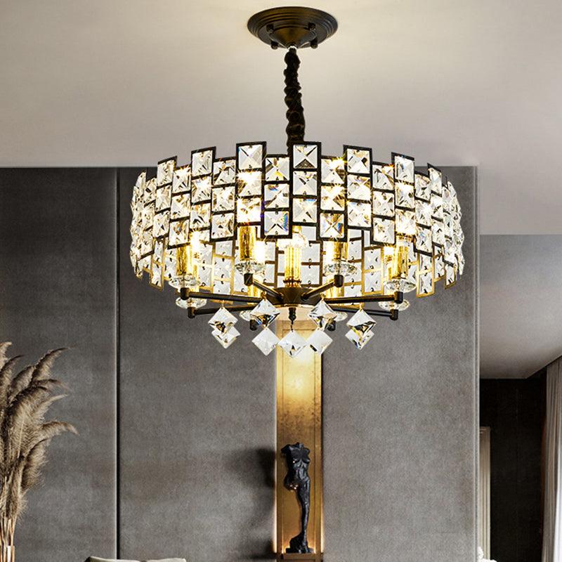 8/12 Heads Hanging Lamp Traditional Circular Crystal Chandelier - Rebooters