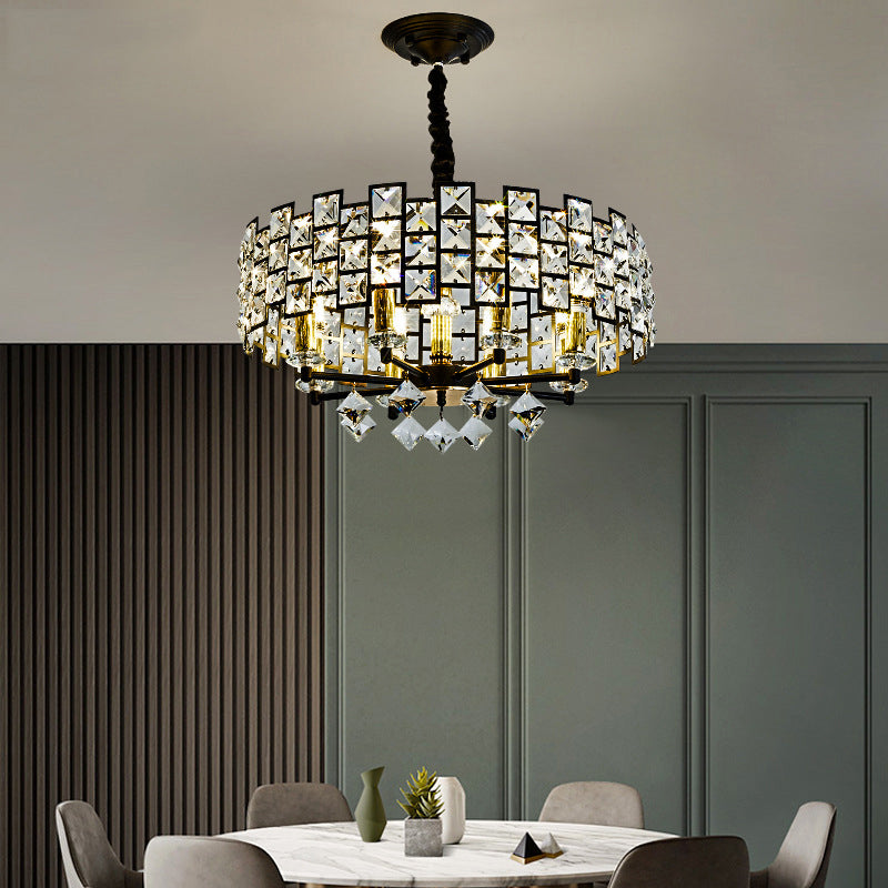 8/12 Heads Hanging Lamp Traditional Circular Crystal Chandelier - Rebooters