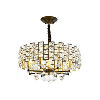 8/12 Heads Hanging Lamp Traditional Circular Crystal Chandelier - Rebooters