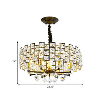 8/12 Heads Hanging Lamp Traditional Circular Crystal Chandelier - Rebooters