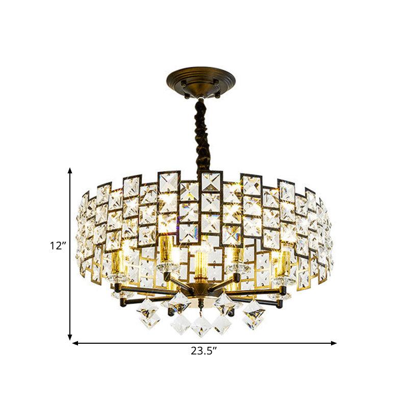 8/12 Heads Hanging Lamp Traditional Circular Crystal Chandelier - Rebooters