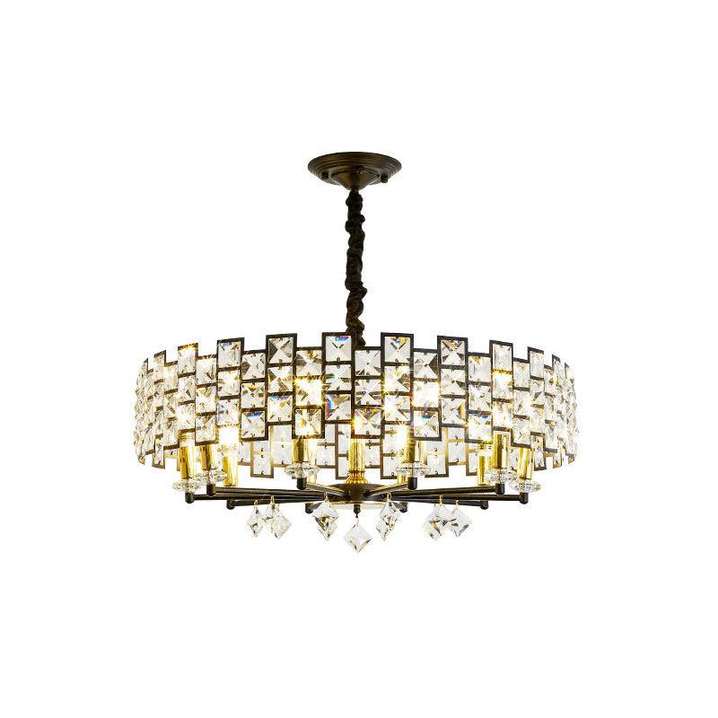 8/12 Heads Hanging Lamp Traditional Circular Crystal Chandelier - Rebooters