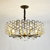 8/12 Heads Hanging Lamp Traditional Circular Crystal Chandelier - Rebooters