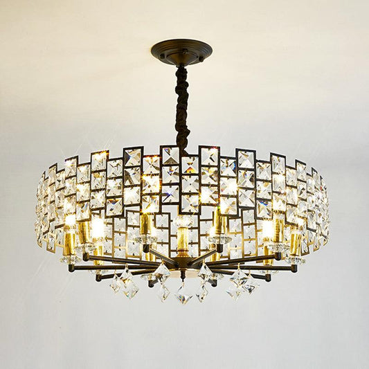 8/12 Heads Hanging Lamp Traditional Circular Crystal Chandelier - Rebooters