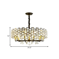 8/12 Heads Hanging Lamp Traditional Circular Crystal Chandelier - Rebooters