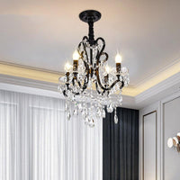 4/5 Lights Crystal Stands Chandelier Light Modern Black Ceiling Fixture - Rebooters
