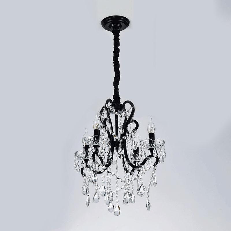 4/5 Lights Crystal Stands Chandelier Light Modern Black Ceiling Fixture - Rebooters