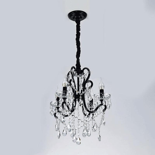 4/5 Lights Crystal Stands Chandelier Light Modern Black Ceiling Fixture - Rebooters