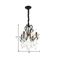 4/5 Lights Crystal Stands Chandelier Light Modern Black Ceiling Fixture - Rebooters