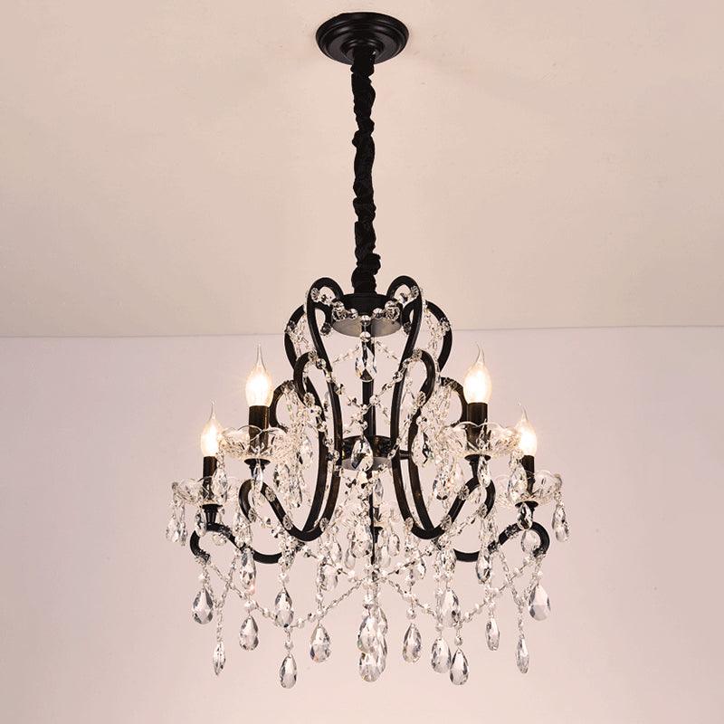 4/5 Lights Crystal Stands Chandelier Light Modern Black Ceiling Fixture - Rebooters