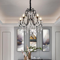 4/5 Lights Crystal Stands Chandelier Light Modern Black Ceiling Fixture - Rebooters
