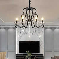 4/5 Lights Crystal Stands Chandelier Light Modern Black Ceiling Fixture - Rebooters