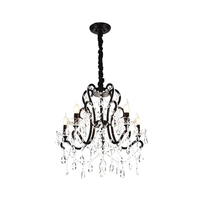 4/5 Lights Crystal Stands Chandelier Light Modern Black Ceiling Fixture - Rebooters