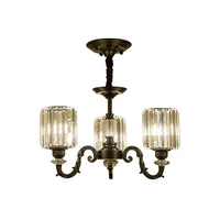 Black 3/6 Bulbs Hanging Chandelier Traditional Crystal Block Drum Ceiling Light Fixture - Rebooters