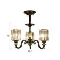 Black 3/6 Bulbs Hanging Chandelier Traditional Crystal Block Drum Ceiling Light Fixture - Rebooters