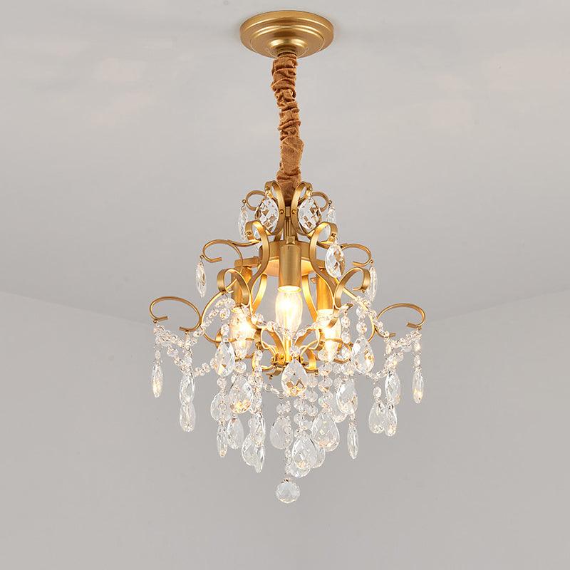 3 Bulbs Chandelier Lighting with Teardrops Shade Crystal Drip - Rebooters