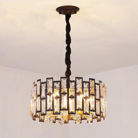 6/5 Lights Crystal-Encrusted Ceiling Chandelier Modern Gold Round Bedroom Hanging Lamp 19.5 Inch Wide - Rebooters