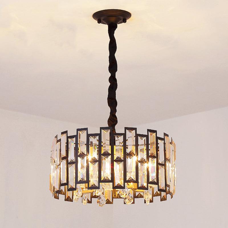 6/5 Lights Crystal-Encrusted Ceiling Chandelier Modern Gold Round Bedroom Hanging Lamp 19.5 Inch Wide - Rebooters