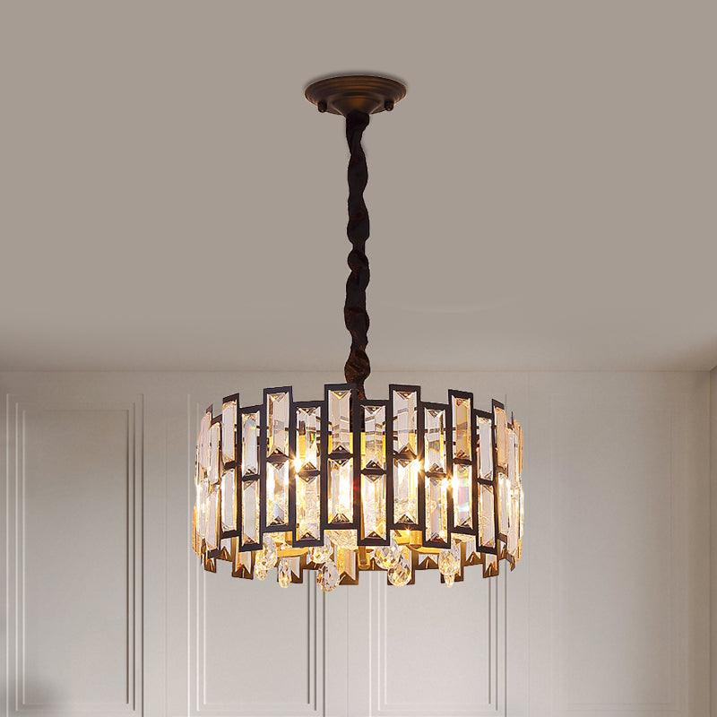 6/5 Lights Crystal-Encrusted Ceiling Chandelier Modern Gold Round Bedroom Hanging Lamp 19.5 Inch Wide - Rebooters
