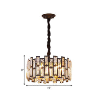 6/5 Lights Crystal-Encrusted Ceiling Chandelier Modern Gold Round Bedroom Hanging Lamp 19.5 Inch Wide - Rebooters