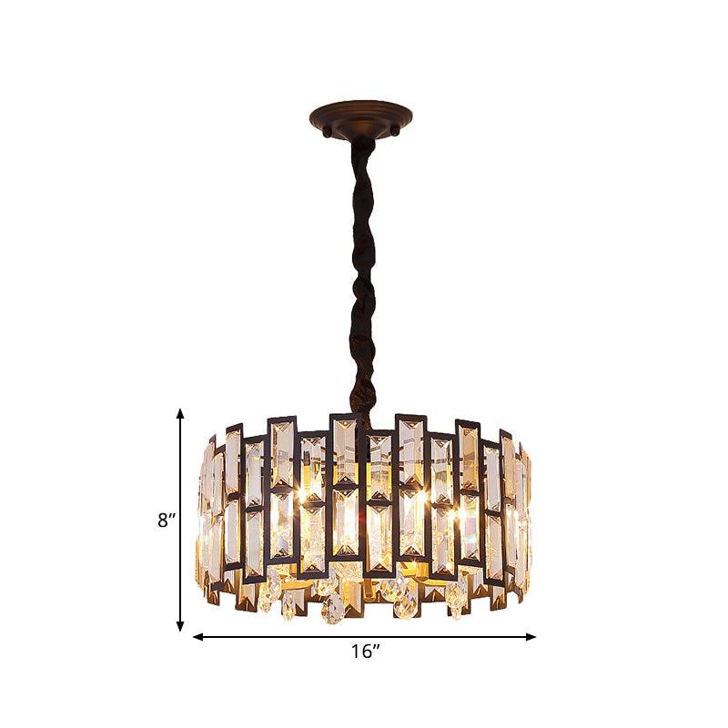 6/5 Lights Crystal-Encrusted Ceiling Chandelier Modern Gold Round Bedroom Hanging Lamp 19.5 Inch Wide - Rebooters