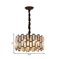 6/5 Lights Crystal-Encrusted Ceiling Chandelier Modern Gold Round Bedroom Hanging Lamp 19.5 Inch Wide - Rebooters