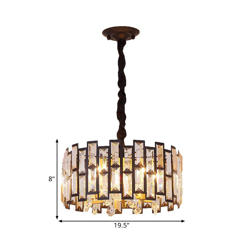 6/5 Lights Crystal-Encrusted Ceiling Chandelier Modern Gold Round Bedroom Hanging Lamp 19.5 Inch Wide - Rebooters