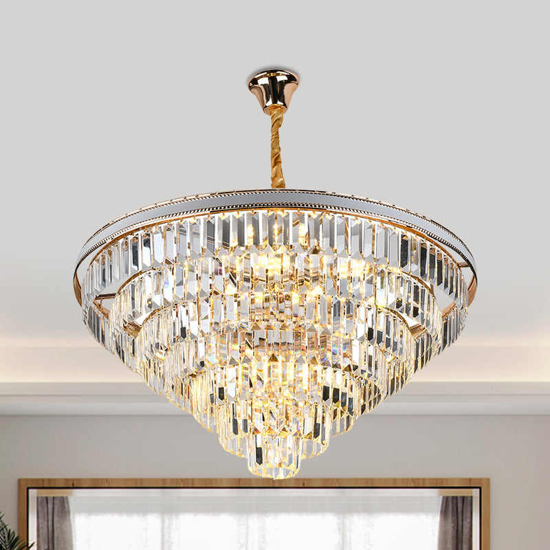 16/6 Lights Tapered Hanging Chandelier Modern Clear Crystal Lamp - Rebooters