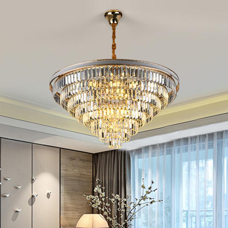 16/6 Lights Tapered Hanging Chandelier Modern Clear Crystal Lamp - Rebooters