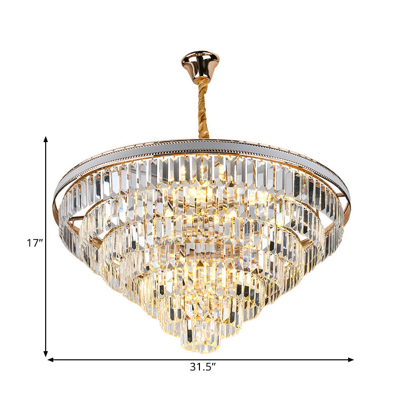 16/6 Lights Tapered Hanging Chandelier Modern Clear Crystal Lamp - Rebooters