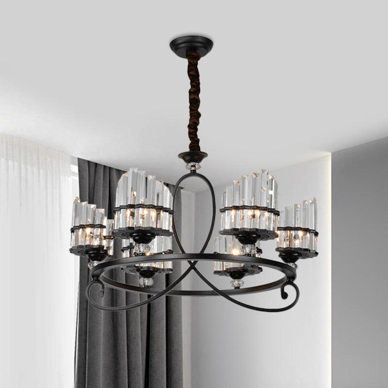 6/8 Lights Rectangle Light Chandelier with Ring Design - Rebooters