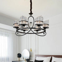 6/8 Lights Rectangle Light Chandelier with Ring Design - Rebooters