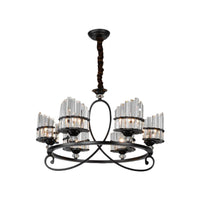 6/8 Lights Rectangle Light Chandelier with Ring Design - Rebooters