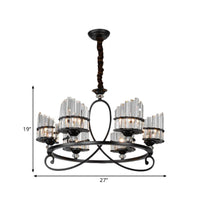 6/8 Lights Rectangle Light Chandelier with Ring Design - Rebooters