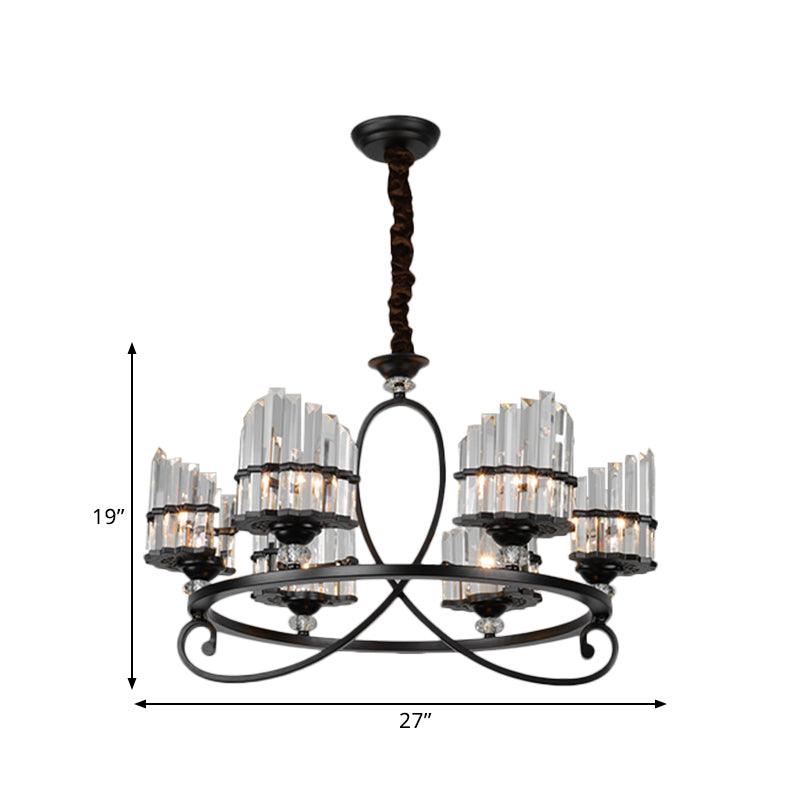 6/8 Lights Rectangle Light Chandelier with Ring Design - Rebooters