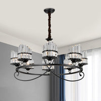 6/8 Lights Rectangle Light Chandelier with Ring Design - Rebooters