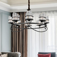 6/8 Lights Rectangle Light Chandelier with Ring Design - Rebooters