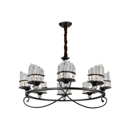 6/8 Lights Rectangle Light Chandelier with Ring Design - Rebooters